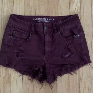 American Eagle Maroon Jean Shorts